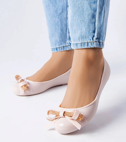 1-Béžové baleríny zdobené mašlí Harlingen-1