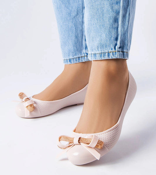 1-Béžové baleríny zdobené mašlí Harlingen-1