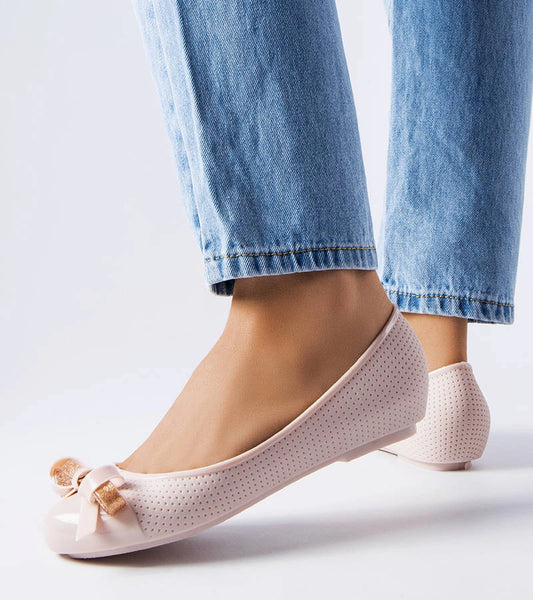 2-Béžové baleríny zdobené mašlí Harlingen-2