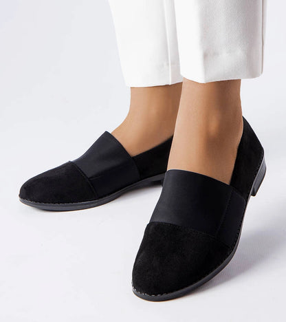 1-Černé polobotky Stoney na plochém podpatku-1