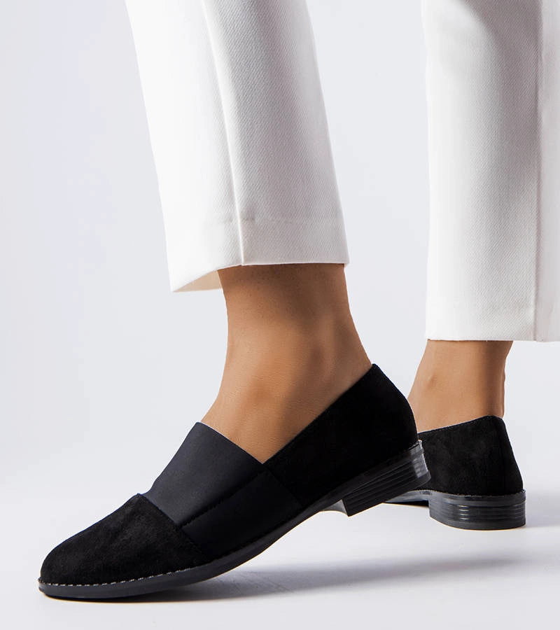 2-Černé polobotky Stoney na plochém podpatku-2