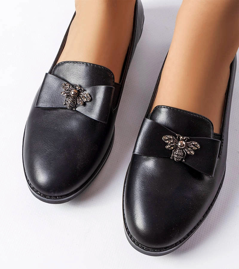 3-Černé ozdobné mokasíny Ila-3