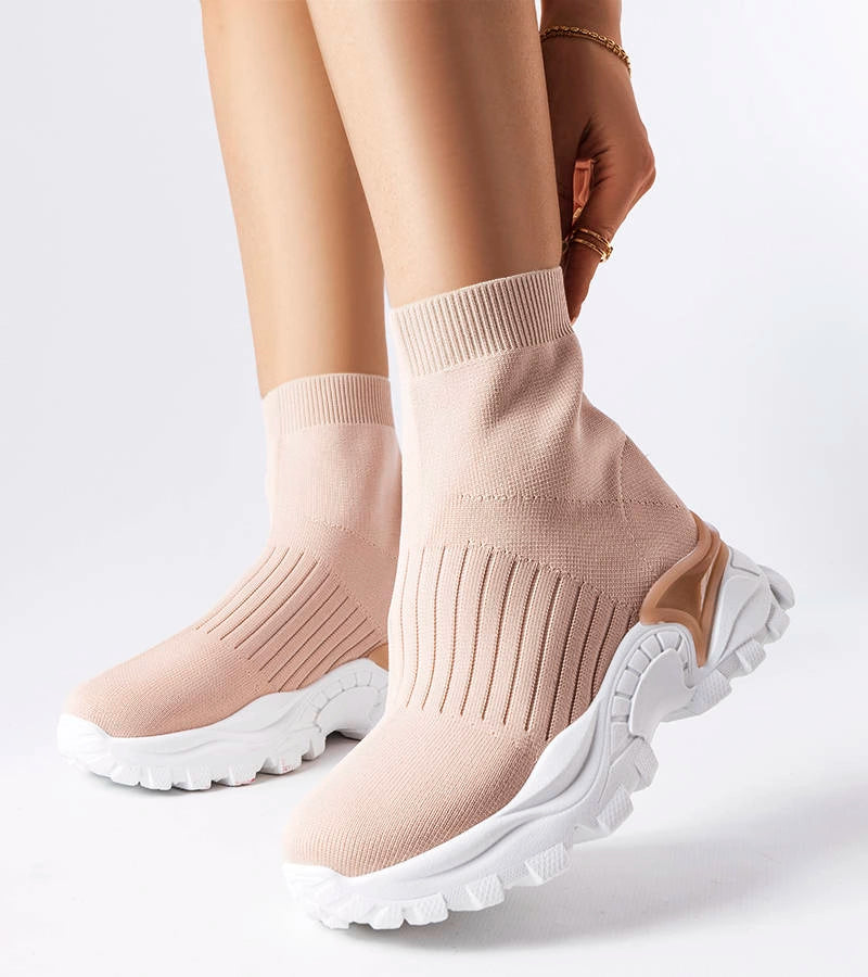 2-Béžové tenisky s elastickým svrškem Antonio-2