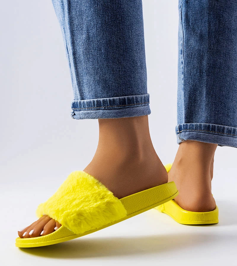 2-Žluté žabky s kožešinou Raffaele-2