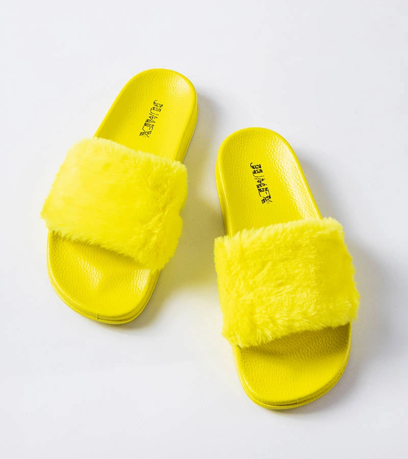 3-Žluté žabky s kožešinou Raffaele-3