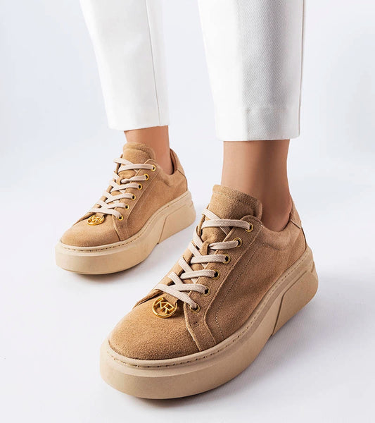 1-Béžové semišové polobotky Karino-1