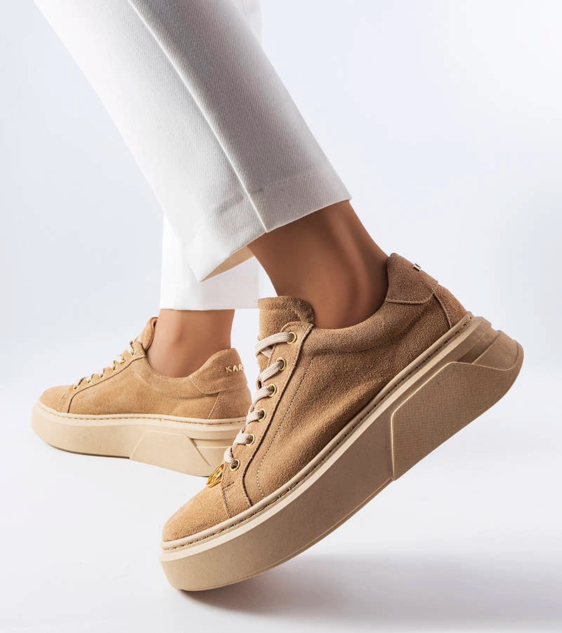 3-Béžové semišové polobotky Karino-3