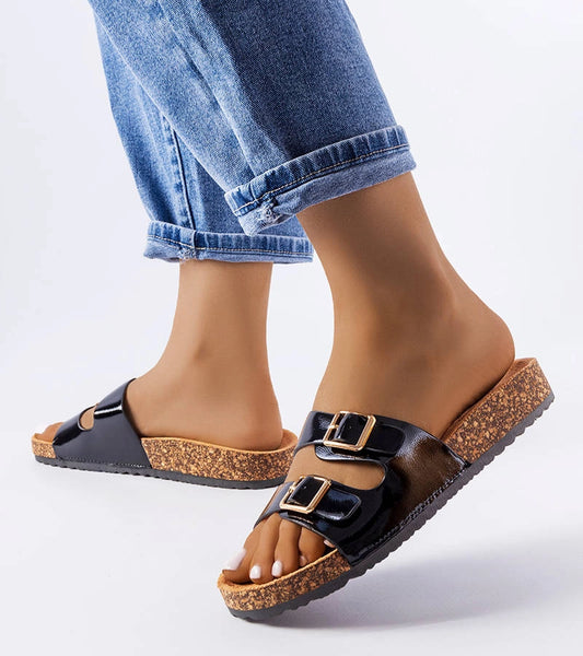 1-Černé žabky s korkovou podrážkou značky Cincinna-1