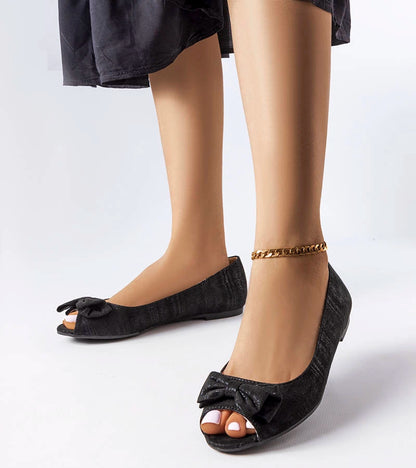 1-Černé metalické baleríny s lukem Hawk-1