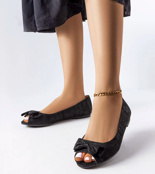 1-Černé metalické baleríny s lukem Hawk-1