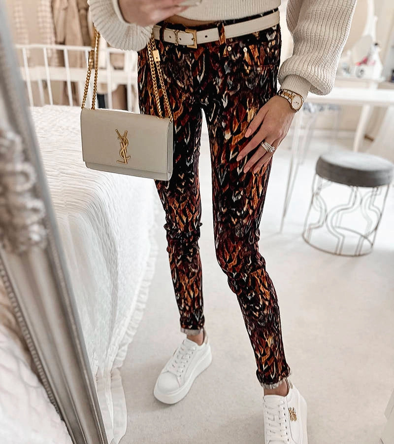 1-Hnědé vzorované kalhoty Claude-1