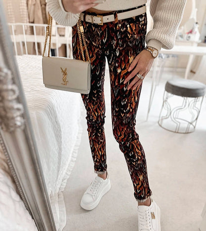 1-Hnědé vzorované kalhoty Claude-1