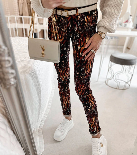 1-Hnědé vzorované kalhoty Claude-1