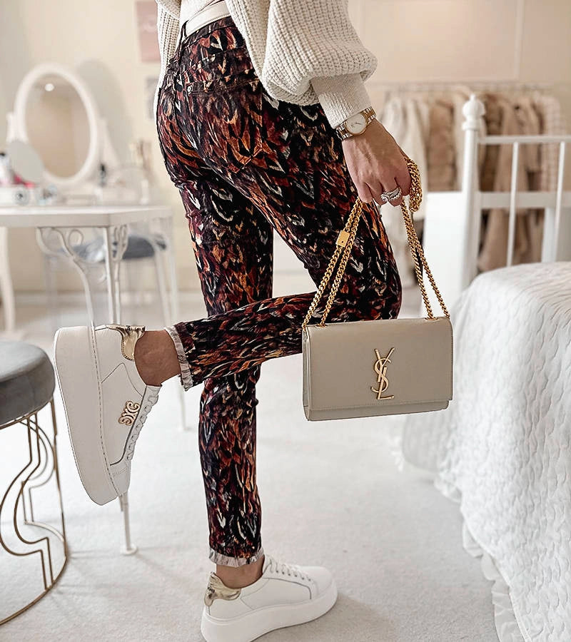 3-Hnědé vzorované kalhoty Claude-3