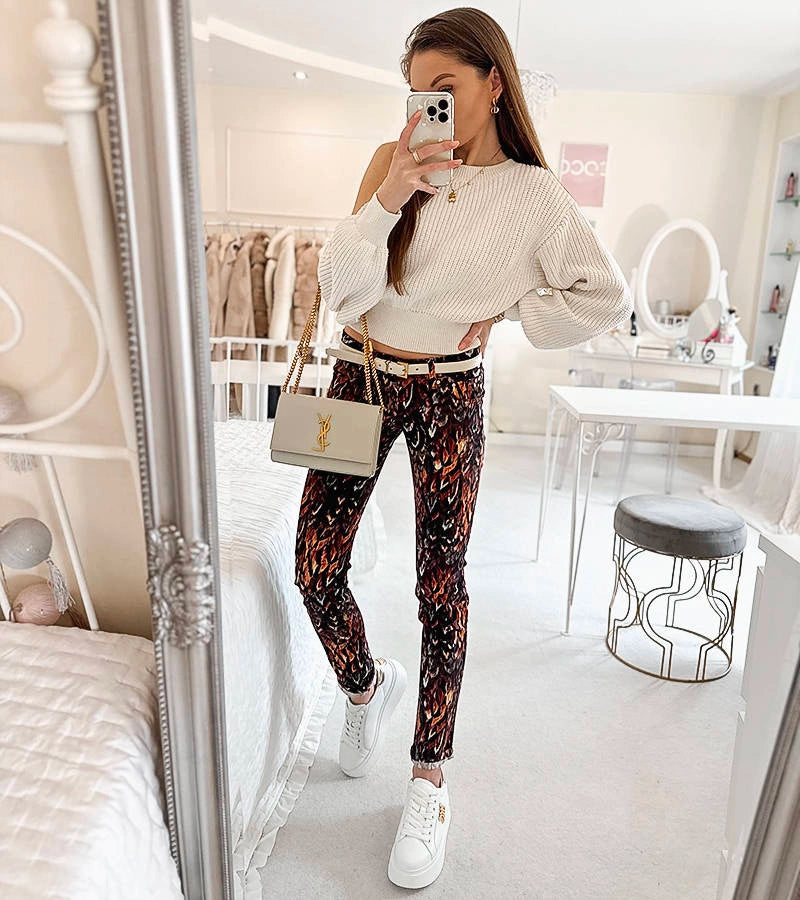 4-Hnědé vzorované kalhoty Claude-4