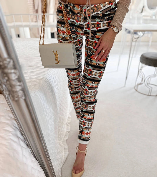 2-Pestrobarevné vzorované kalhoty Aya-2