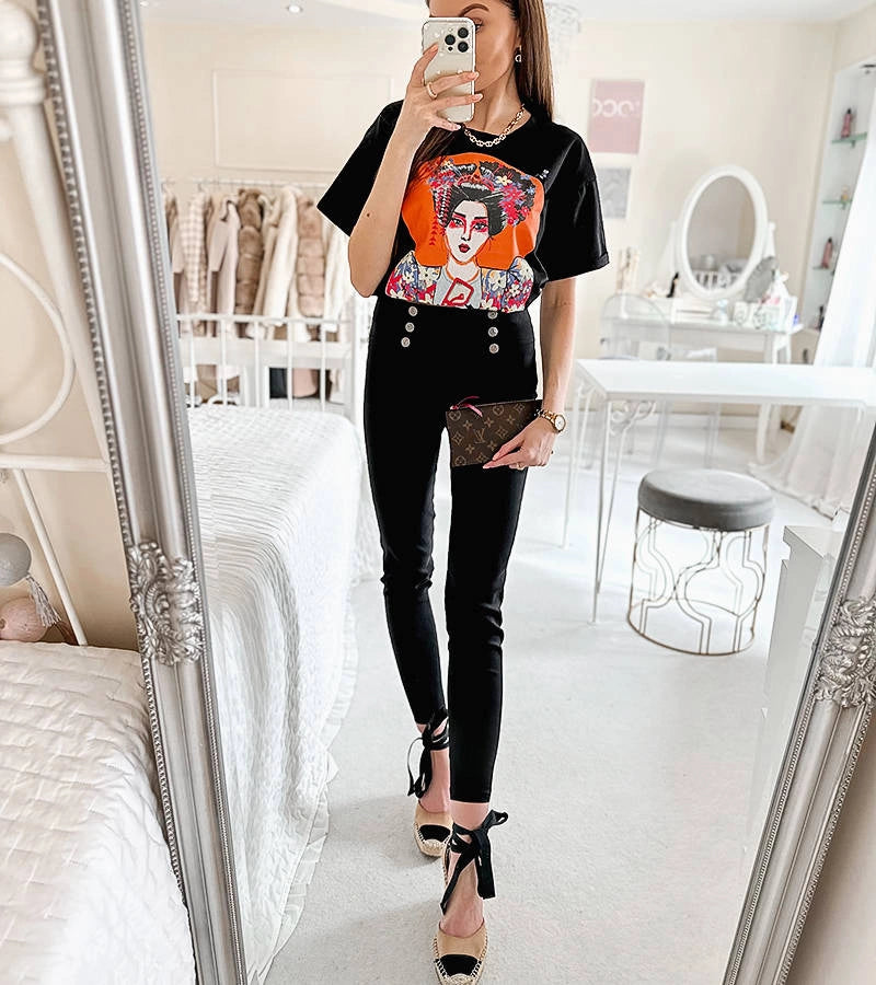 1-Černé legíny zdobené knoflíky Boulanger-1