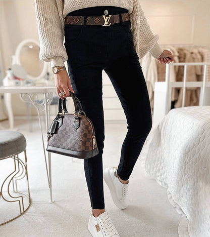 1-Černé legíny zdobené knoflíky Clémence-1