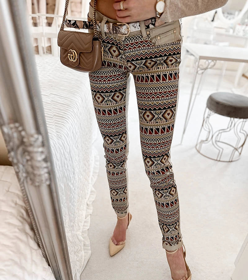 2-Béžové vzorované kalhoty Lévesque-2