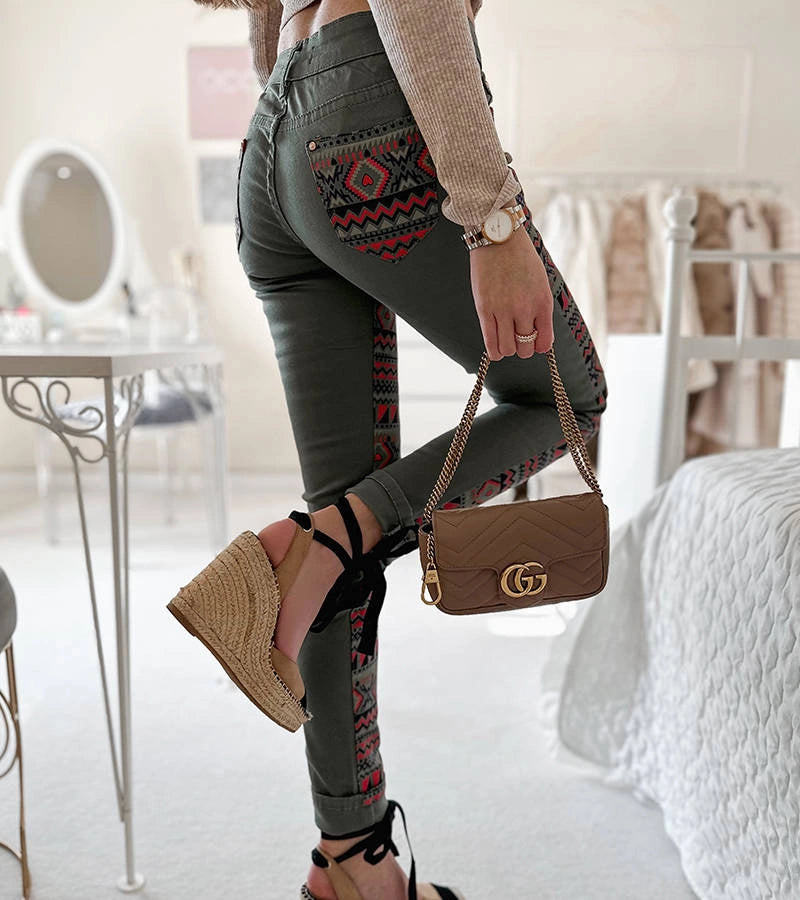 2-Zelené vzorované kalhoty Lévesque-2