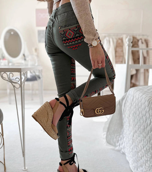 2-Zelené vzorované kalhoty Lévesque-2