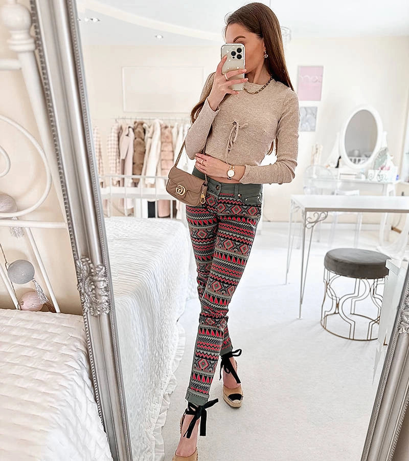 3-Zelené vzorované kalhoty Lévesque-3