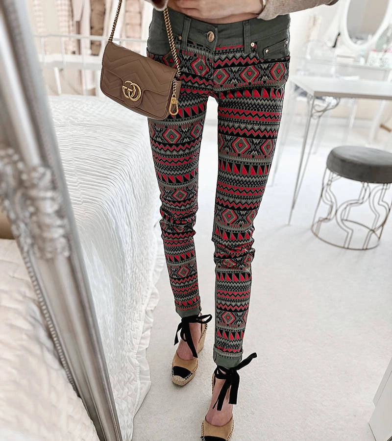 4-Zelené vzorované kalhoty Lévesque-4