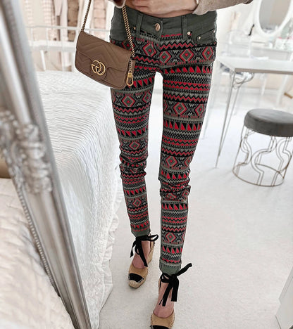 4-Zelené vzorované kalhoty Lévesque-4