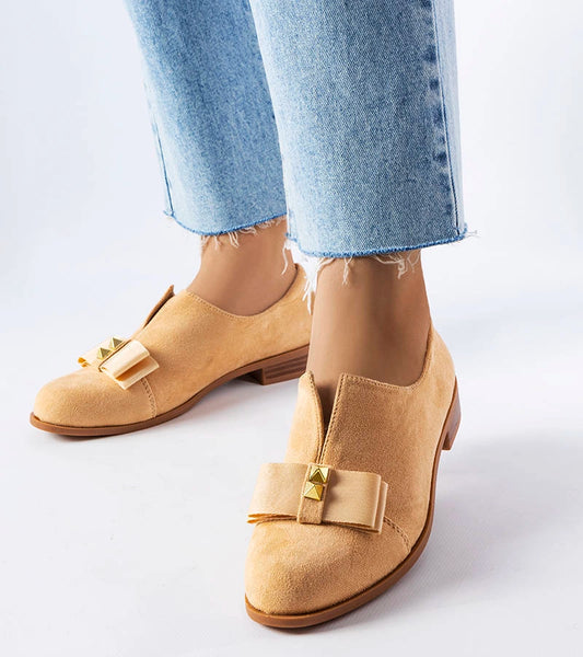 1-Béžové polobotky s mašlí Poplar-1