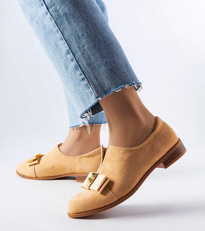 3-Béžové polobotky s mašlí Poplar-3