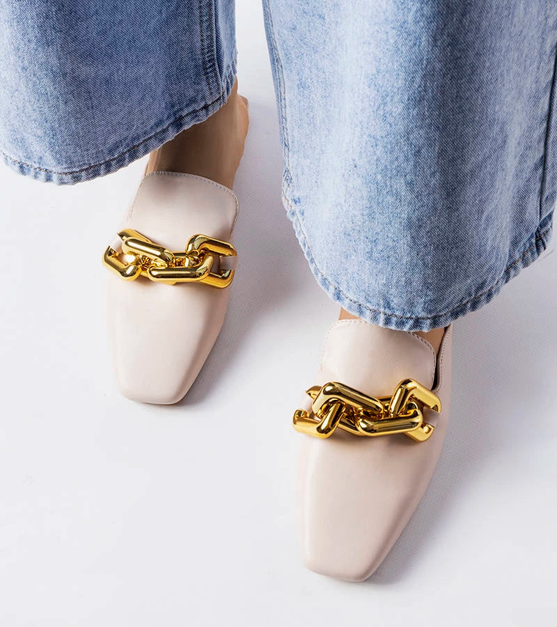 3-Béžové žabky s řetízkem Hickory-3