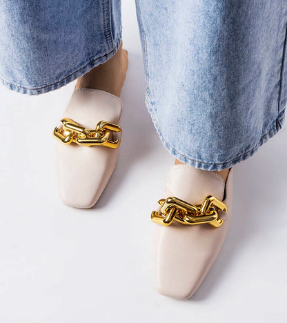 3-Béžové žabky s řetízkem Hickory-3