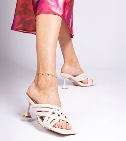 3-Béžové elegantní žabky na podpatku Bourget-3