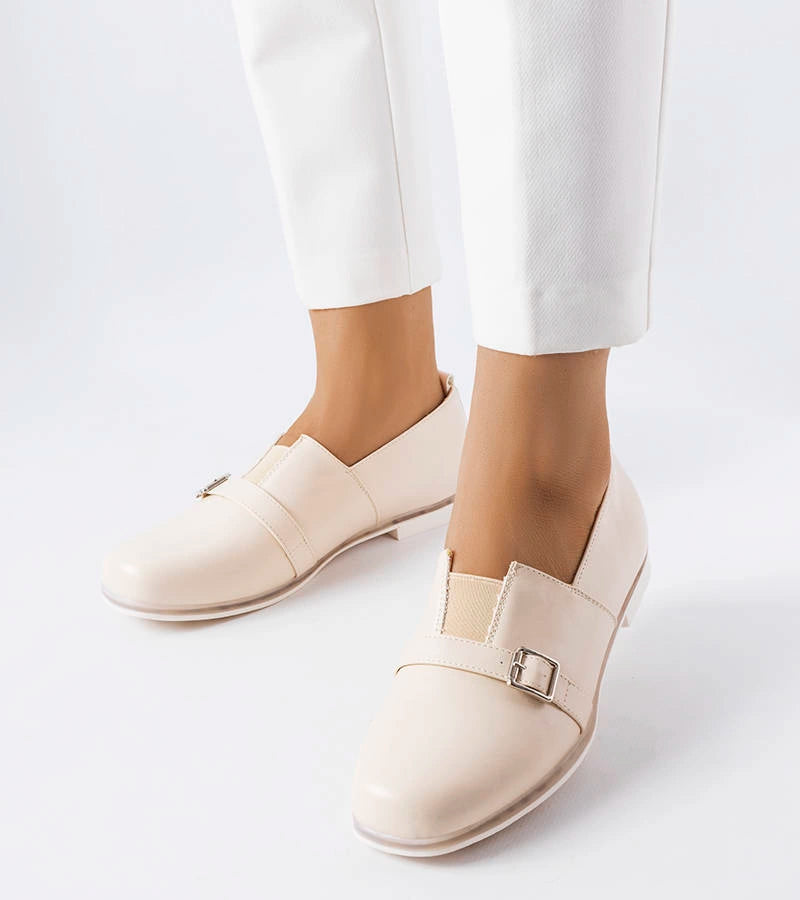 1-Béžové polobotky s koženou stélkou Felosa-1