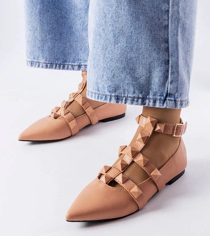 1-Béžové baleríny s nápadným zapínáním Blur-1