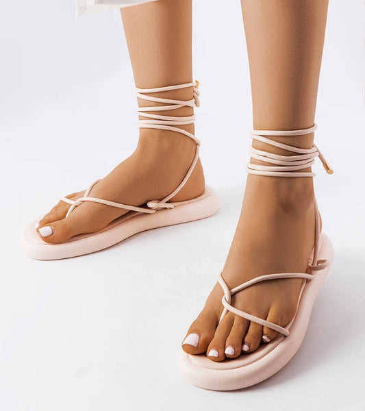 1-Béžové šněrovací sandály Laurence-1