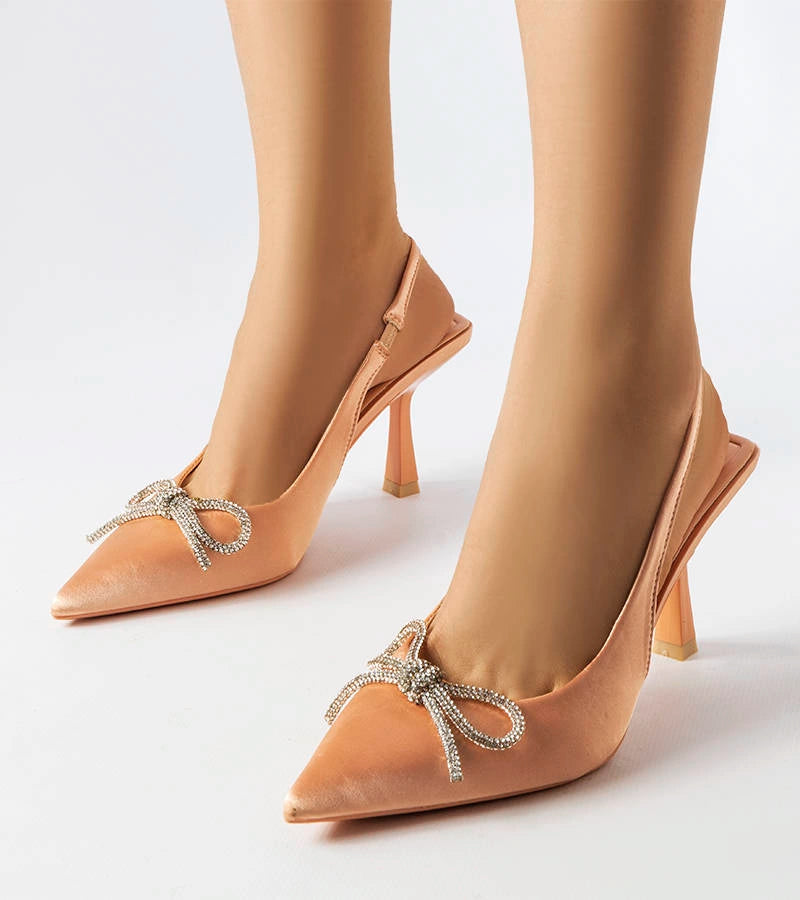 2-Béžové jehlové podpatky s mašlí Wildrose-2