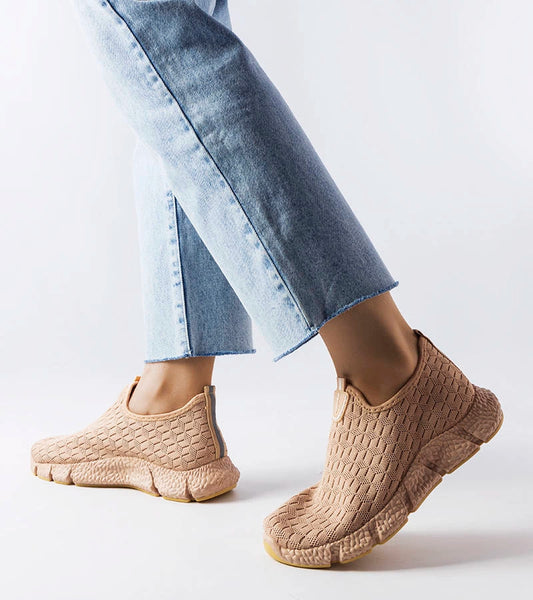 1-Béžové sportovní nazouvací tenisky Obenor-1