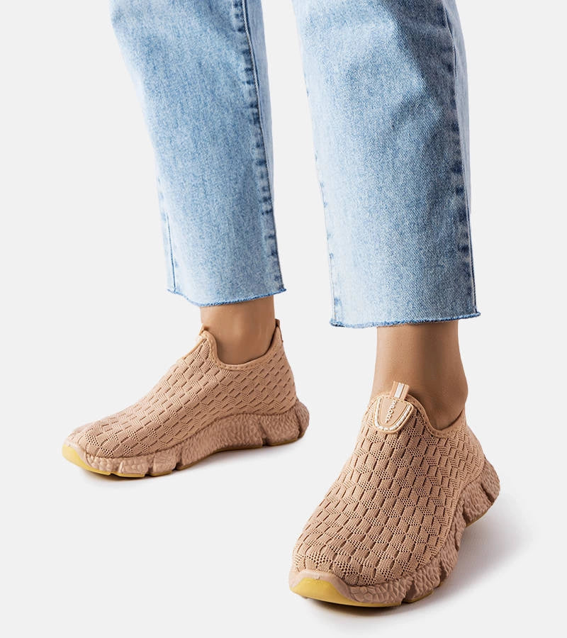 3-Béžové sportovní nazouvací tenisky Obenor-3