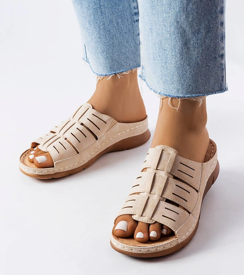 1-Béžové žabky na podpatku Jersey-1