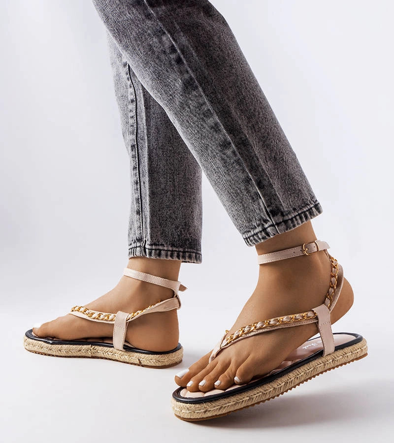 1-Béžové sandály Varieur zdobené řetízkem-1