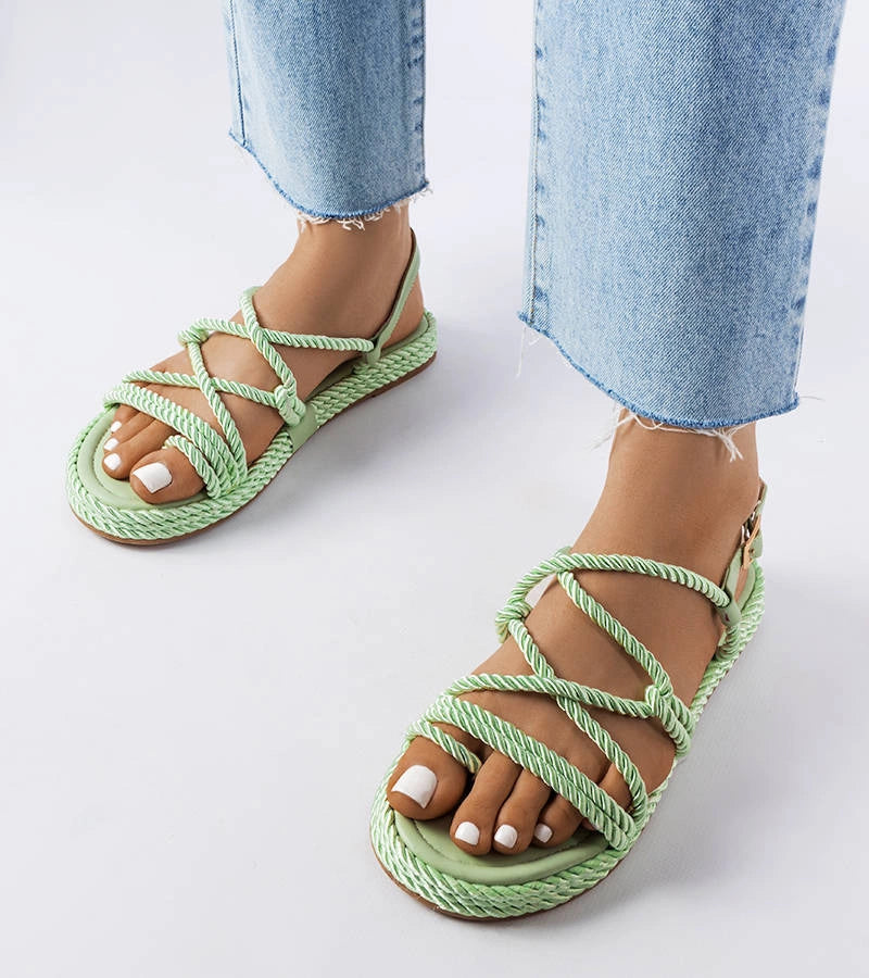 2-Zelené pletené sandály Burwell-2