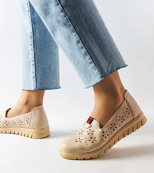 1-Béžové lehké mokasíny Joli-1