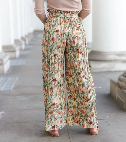 6-Béžové dámské široké plisované kalhoty Sammira-6