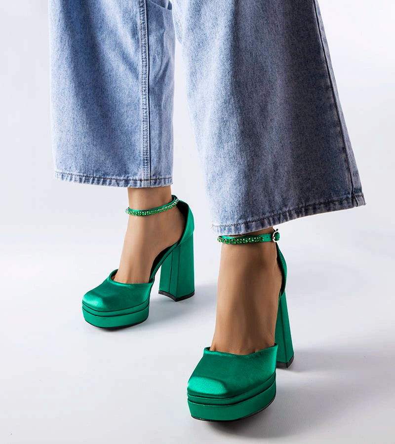 1-Zelené lodičky Elida na vysokém jehlovém podpatku-1