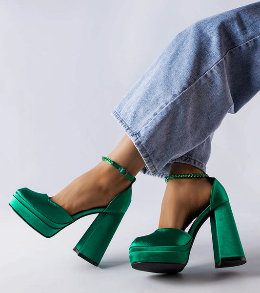 2-Zelené lodičky Elida na vysokém jehlovém podpatku-2