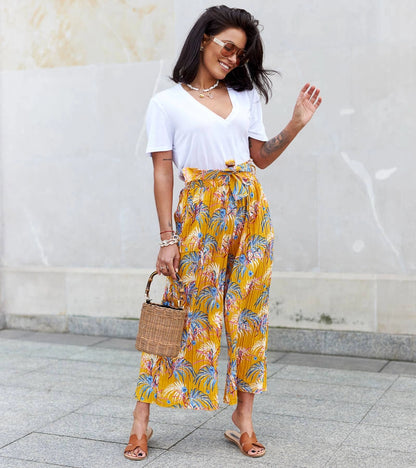 1-Žluté dámské široké plisované kalhoty Sijam-1