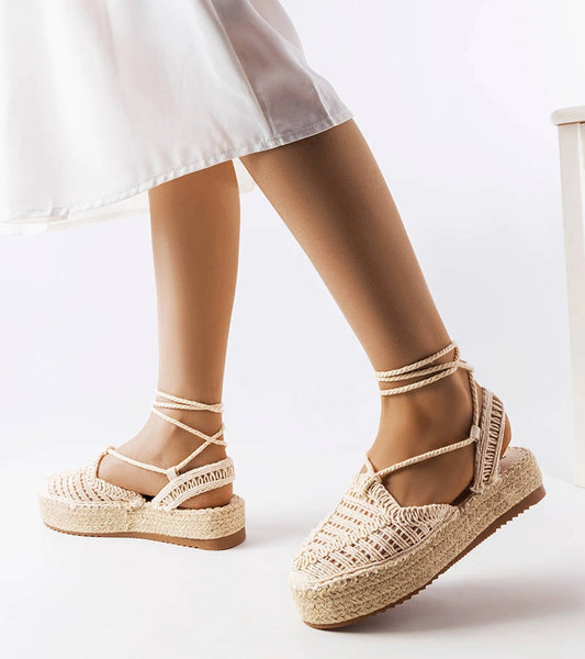 1-Béžové vázané espadrilky Partenia-1