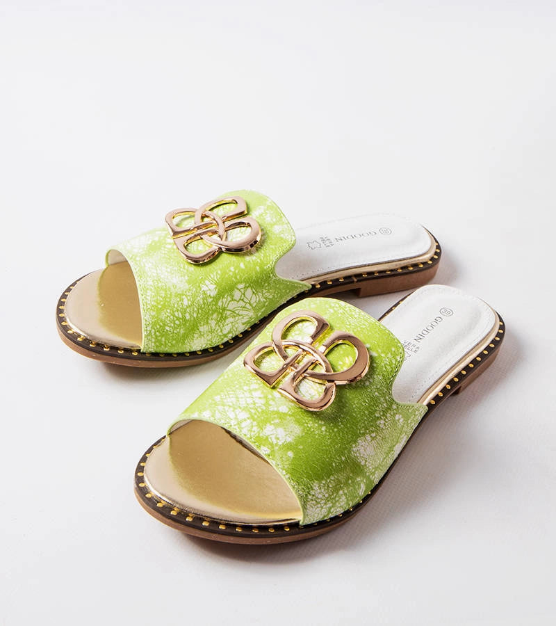 3-Zelené žabky s přezkou Lea-3