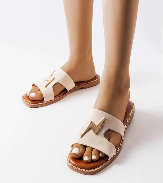 1-Béžové ploché žabky Leyra-1